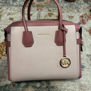 MICHAEL Michael Kors Mercer MD TZ Belted Satchel in powder blush multicolor
